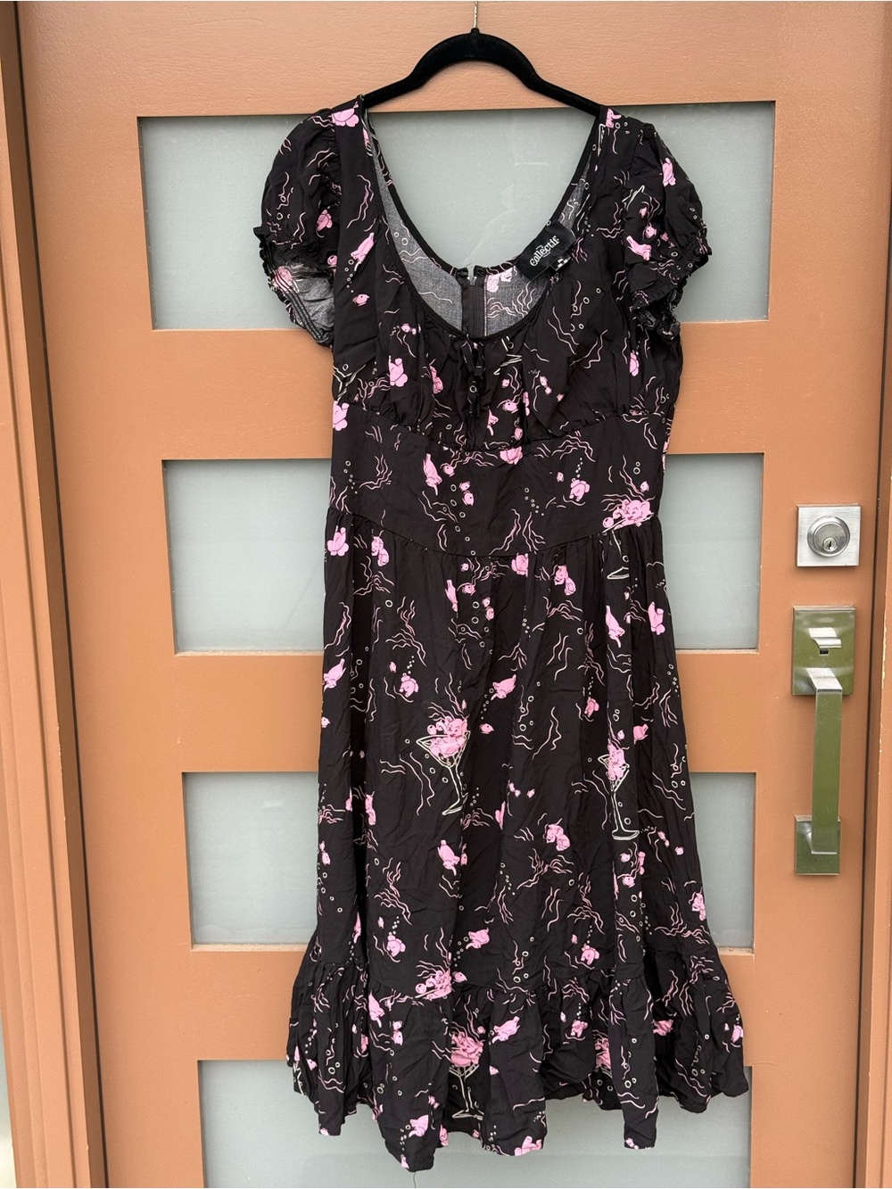 Collectif Black Midi Dress with Elephants!